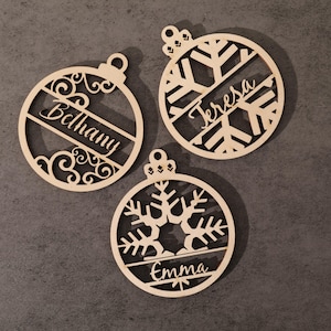 Custom Name Wooden Ornament, Christmas Ornament, Laser Cut Ornament, Christmas Tree, Family Ornament, Family Gift, Holiday Decor, Home Gift