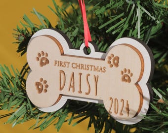 Custom Dog Bone Ornament, Dog Name Ornament, Personalized Ornament, Xmas Decor, Bone Ornament, Dog Lover Gift, Tree Decoration, Xmas Gift