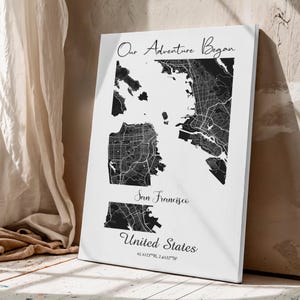 Canvas Print Any Location, Wall Decor, Personalized Map Prints, Heart Map Prints Any Location, Heart Shaped Love Print, Anniversary Gift