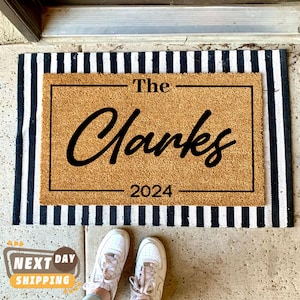 Custom Xmas Doormat, Personalized Decor, Home Doormat, New Home Decor, Welcome Mat, Closing Gift, Family Name, Outdoor Decor, Entryway Decor