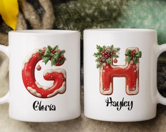 Custom Christmas Name Mug, Personalized Holiday Ceramic Mug Gift