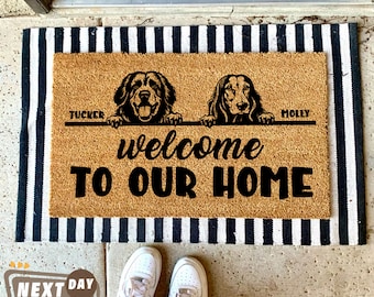 Personalized Dog Coir Doormat, Custom Pet Welcome Mat