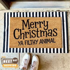 Merry Christmas Doormat, Ya Filthy Animal Doormat, Front Door Mat, Christmas Door Mat, Outdoor Decor, Porch Decor, Coir Doormat, Home Decor