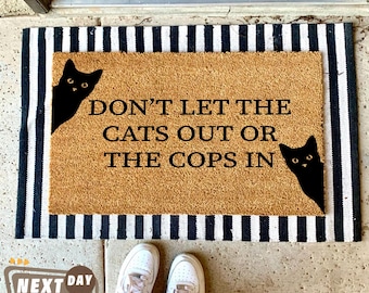 Cat Printed Doormat, Cute Cat Welcome Mat, Funny Text Outdoor Decor, Cat Lover Gift, Cute Gift for Her, Housewarming Gift, Animal Lover Gift