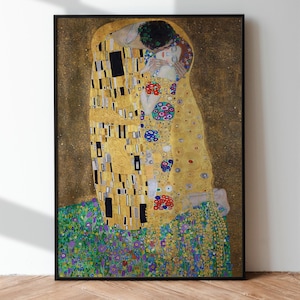 The Kiss Wall Art, Romantic Couple Poster, Modern Art, Framed Art, Unique Gift, Framed Wall Art, Gustav Klimt Poster, Framed Wall Decor