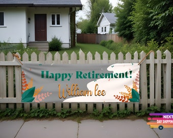 Happy Retirement Banner, UV Resistant Vinyl, Party Decoration