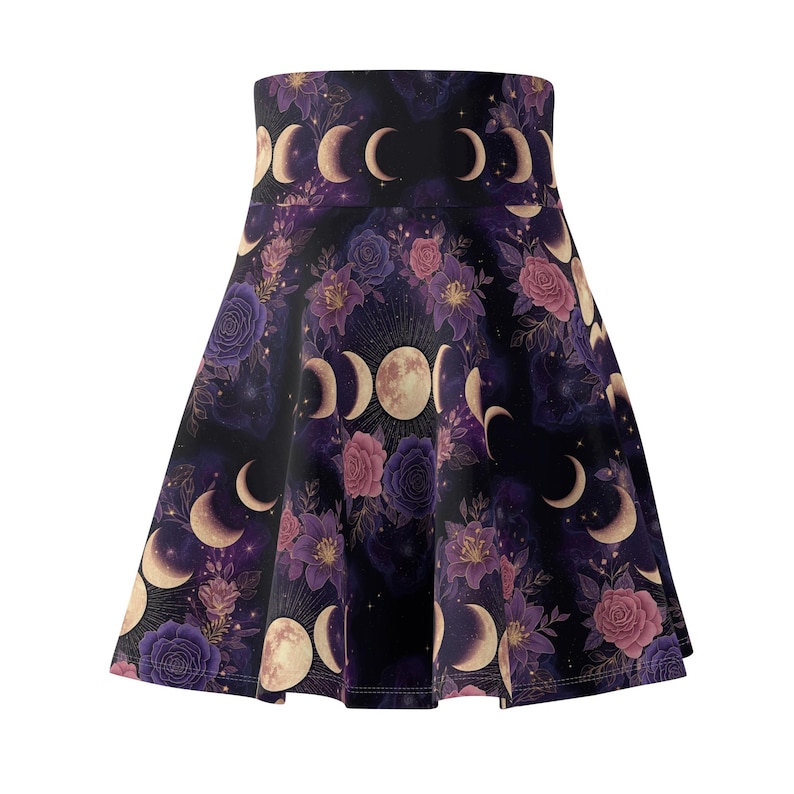 Moon Phase Roses Moon Phase Floral Skater Skirt | Celestial Roses All-over Print - Etsy