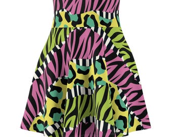 Vibrant Women's Skater Skirt, Fun Summer Skirt, Trendy Dance Skirt, Colorful Casual Skirt, Gift for Fashion Lovers