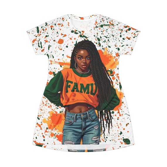 Rattlers FAMU T-Shirt Dress - College Spirit Wear, Game Day Apparel, Women's Graphic Tee Dress, University Fan Gift, Florida A&M Rattlers Rattlers FAMU T-Shirt Dress - College Spirit Wear, Game Day Apparel, Women's Graphic Tee Dress, University Fan Gift, Florida A&M Rattlers