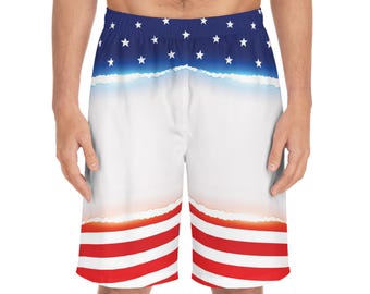 Patriotic Board Shorts: Men's 4th of July Swim Trunks