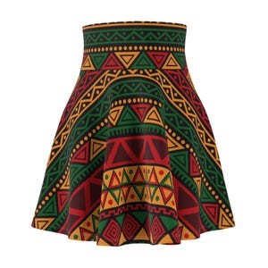 Lebendiger Damen-Skaterrock, farbenfrohes Design, Kente-Stil, Festival-Mode, lässige Sommerkleidung, einzigartige Geschenkidee