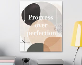 Progress Over Perfection abstract wall art Canvas