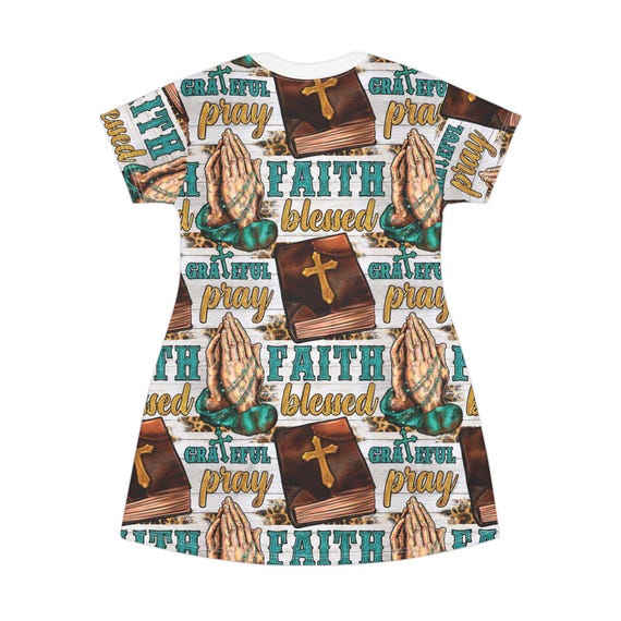faith t shirt dress Faith & Grateful T-Shirt Dress: Spiritual Casual Summer Wear