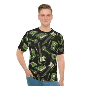 Retro Music Vibe Men's Loose T-Shirt, Music Lover Gift, Casual Graphic Tee, Rock Band Apparel, Fun Music Themed Shirt