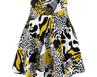 Animal Print Skater Skirt: Women's High-Rise Festival Skirt