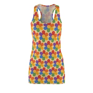 Buntes Floral Racerback Kleid für Frauen, Sommerkleid, Freizeitkleidung, Strand-Outfits, Kleid mit Blumenmuster, perfekt für Frühlingsfeiern