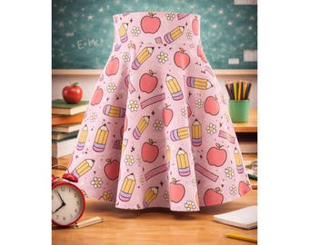 Apple & Pencil Skater Skirt: Flirty Back-to-School Outfit