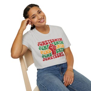 Juneteenth Celebration T-Shirt, Unisex Softstyle Tee, Afrocentric Gift, Summer Fashion, Equality Advocacy Shirt image 10