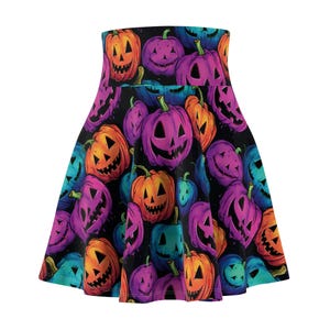 Halloween Pumpkin Skater Skirt | Women&#39;s AOP Skirt, Fall Fashion, Halloween Costume, Party Wear, Boho Style