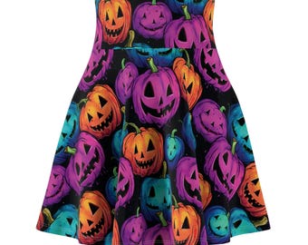Halloween Kürbis Skater Rock : Damen Herbstmode mit hoher Taille