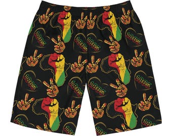 African Pride Board Shorts: Vibrant Mens Swim Trunks