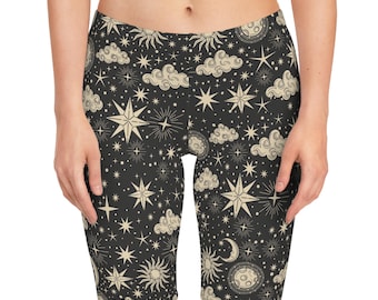 Celestial Bike Shorts: Bohemian Yoga Activewear - Women's Cycling Apparel