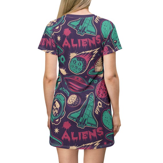 alien t shirt dress Alien T-Shirt Dress: Fun Sci-Fi Space Graphic Summer Dress