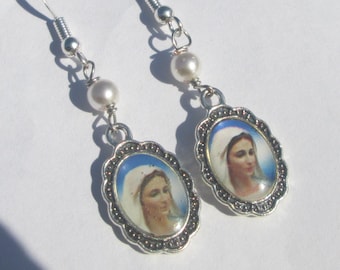 Pierced Earrings small Miraculous Medal charm handmade earrings Gift for her by Ziporgiabella