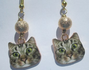 Pierced Earrings Cat Earrings Enamel Charm handmade Gift for Her earrings by Ziporgiabella