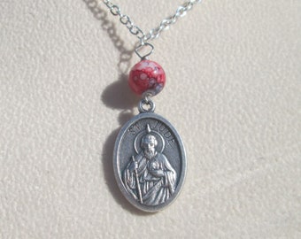 Necklace St. Jude Religious Medal charm handmade necklace Gift for her by Ziporgiabella