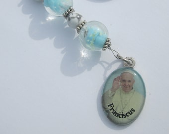 Key Chain Pope Francis Religious Medal charm handmade key chain Gift for her by Ziporgiabella