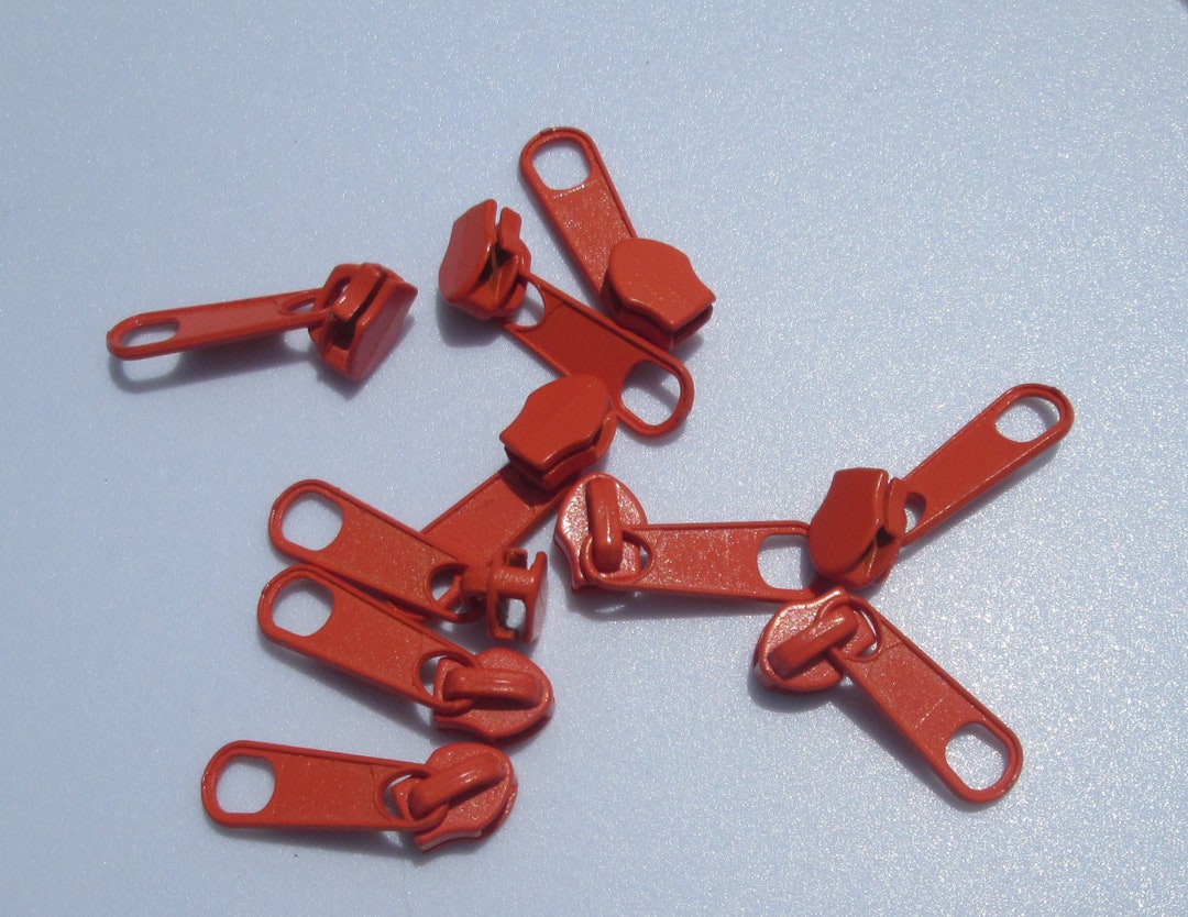 10 ten Orange Zipper Heads New Destash Sewing Supplies Etsy
