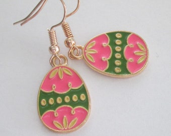 Pierced Earrings Enamel Easter Egg charm Earrings handmade Gift for Her earrings by Ziporgiabella