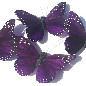 6 SIX Butterfly Hair Clips Violet Purple feather butterfly hair clip handmade Gift For Her Butterfly Accessory by Ziporgiabella 画像 4