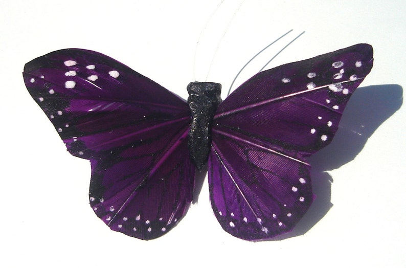 6 SIX Butterfly Hair Clips Violet Purple feather butterfly hair clip handmade Gift For Her Butterfly Accessory by Ziporgiabella image 5