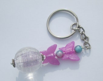 Key Chain Butterfly Disco Ball charm handmade key chain Gift for her by Ziporgiabella