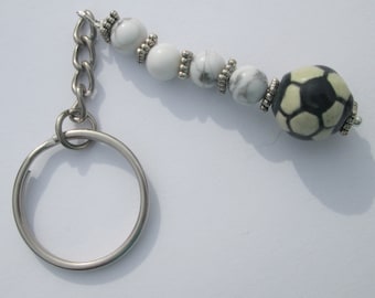 Key Chain Soccer Ball handmade key chain Gift for her by Ziporgiabella