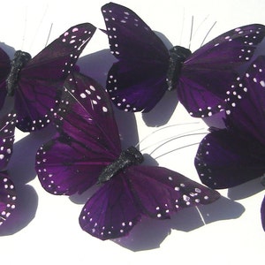 6 SIX Butterfly Hair Clips Violet Purple feather butterfly hair clip handmade Gift For Her Butterfly Accessory by Ziporgiabella 画像 2