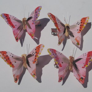 4 (FOUR) Butterfly Hair clips Assortment of pink design feather butterfly hair clips Butterfly Accessory Gift for Her by Ziporgiabella