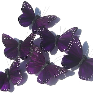 6 SIX Butterfly Hair Clips Violet Purple feather butterfly hair clip handmade Gift For Her Butterfly Accessory by Ziporgiabella image 1