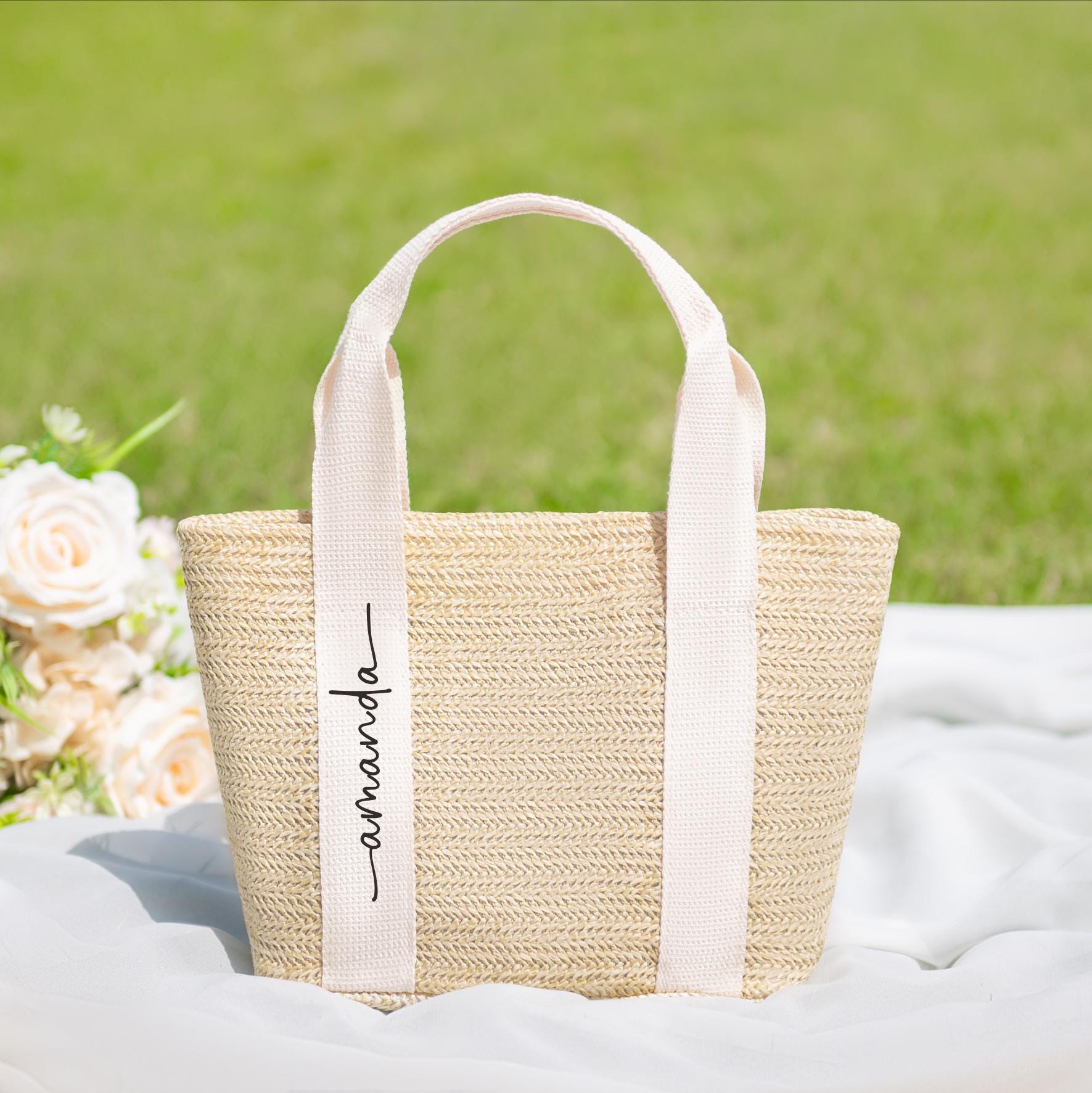 Bridesmaid Bags Bridesmaid Gifts Personalized Beach Bag Straw Bag Custom Name Tote Bag Bachelorette Gifts Bachelorette Bags Girls Trip Bags