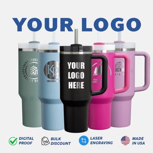Personalized Tumbler 40oz Custom Logo Tumbler Cup, Custom Mug, Business Corporate Logo Tumbler, Coworker Gifts