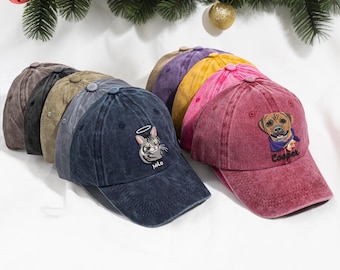 Custom Pet Embroidered Hat, Personalized Pet Hat, Custom Dog Baseball Cap, Christmas Gift For Her, Cat Hat For Cat Mom, Gift for Dog Lovers