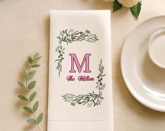 Embroidered Monogrammed Hand Towel Gift, Personalized Monogram Wedding Tea Towel Gifts, New Home Gift for Couple, Housewarming Gifts