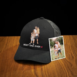 Custom Dad Hat Gift For Him, Portrait Embroidered Cap Using Photo, Personalized Dad Cap, Father's Day Gift For Dad, Custom Dad Photo Hat