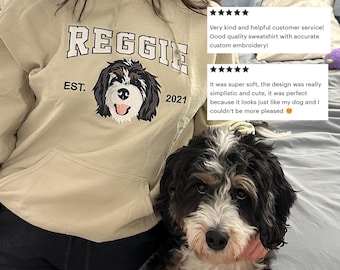 Custom Pet Embroidered Sweatshirt, Dog Face Embroidered Sweatshirt from Photo, Cat Mom Hoodie, Mothers Day Gift for Dog Mom, Pet Lovers Gift