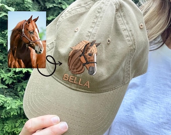 Personalized Horse Photo Embroidered Hat, Trendy Mother Hat, Horse Lover Gift, Mom Cap Mothers Day Gift