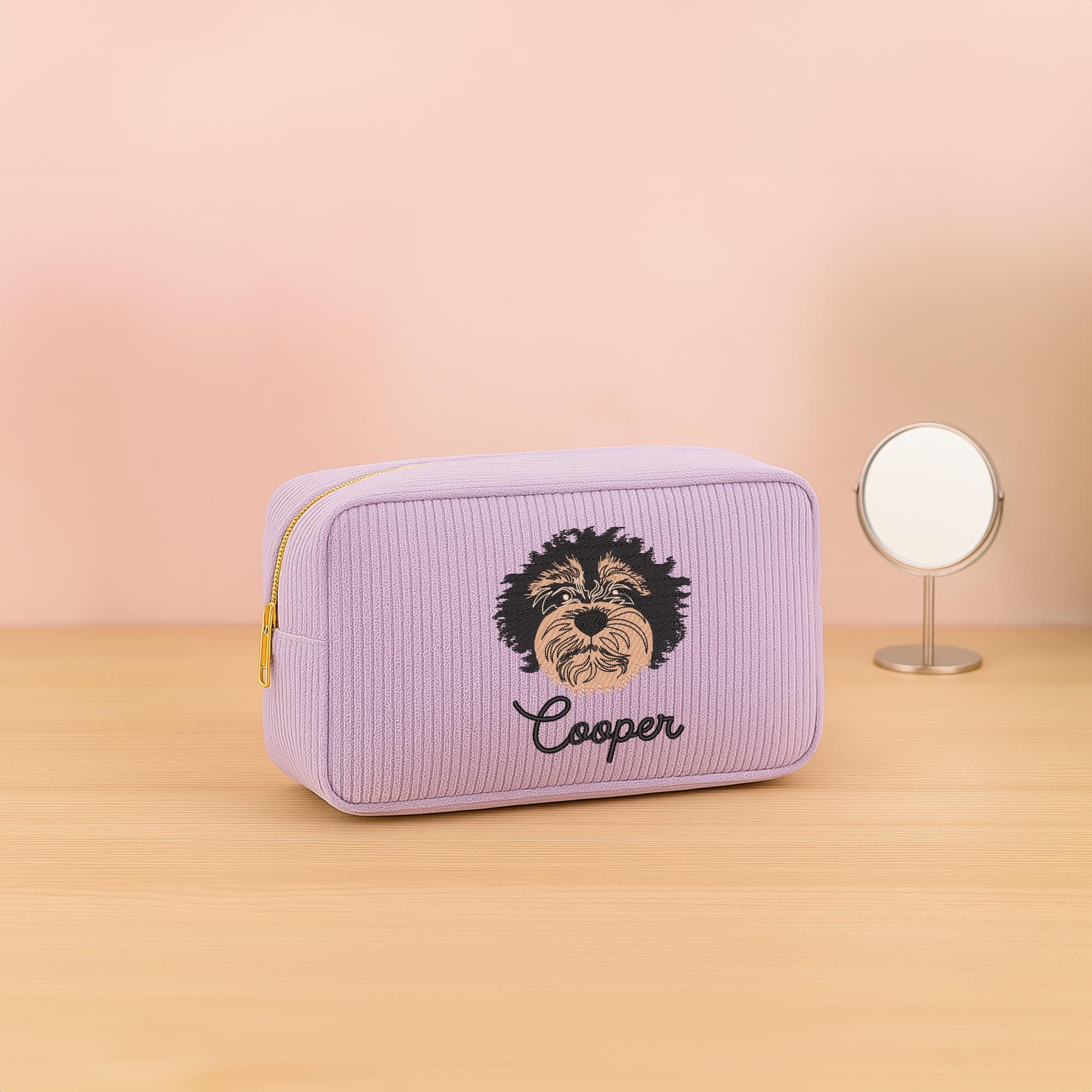 Custom Embroidered Makeup Bag – Personalized Pet Cosmetic Bag, Mother’s Day Gift for Mom, Travel Pouch for Women