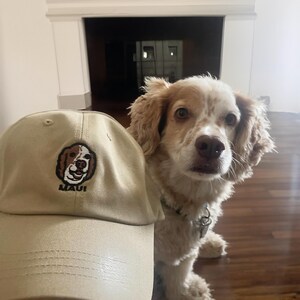 Custom EMBROIDERED Pet Hat Using Pet Photo, Personalized Dog Hat Gift for Mom, Mothers Day Baseball Cap, Cat Portrait Hat, Dog Mom Hat