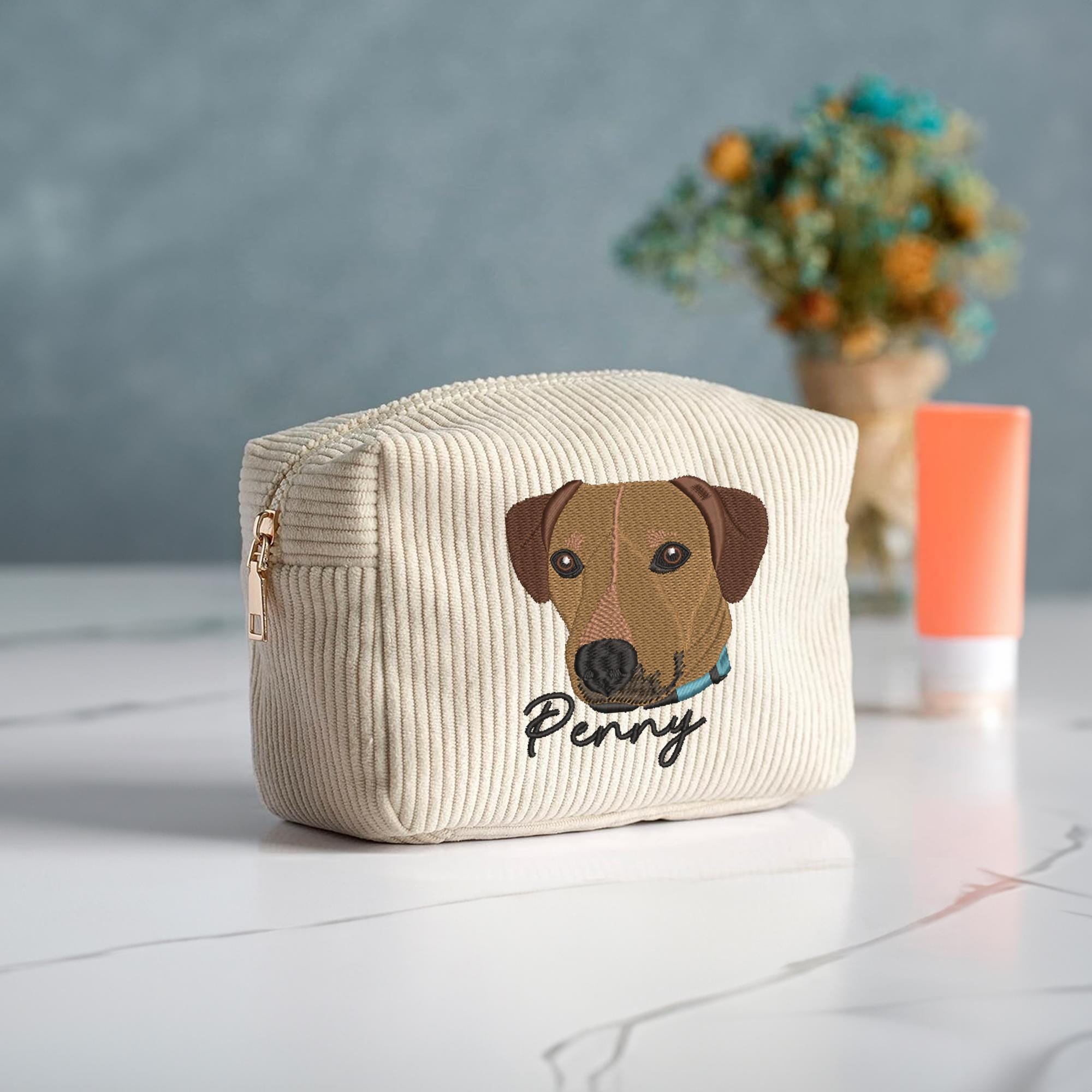 Custom Embroidered Makeup Bag – Personalized Pet Cosmetic Bag, Mother’s Day Gift for Mom, Travel Pouch for Women